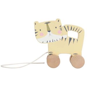 wooden pull along animal tiger